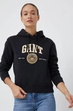 Γυναικεία Χωρίς φερμουάρ Μπλούζα Gant μαύρο, με κουκούλα