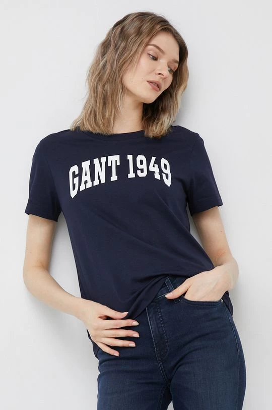 Γυναικεία Κοντομάνικο Βαμβακερό μπλουζάκι Gant ναυτικό μπλε 3 Γυναικεία Κοντομάνικο Βαμβακερό μπλουζάκι Gant ναυτικό μπλε
