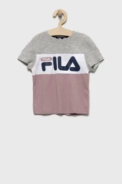 Παιδικό βαμβακερό μπλουζάκι Fila ροζ