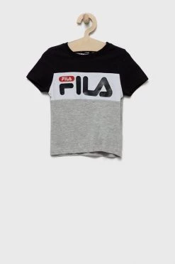 Παιδικό βαμβακερό μπλουζάκι Fila μαύρο