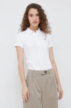 Γυναικεία Κοντομάνικο Βαμβακερό μπλουζάκι πόλο Gant άσπρο