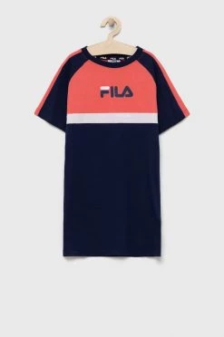 Παιδικό βαμβακερό φόρεμα Fila ναυτικό μπλε,