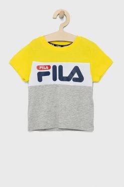 Παιδικό βαμβακερό μπλουζάκι Fila γκρι