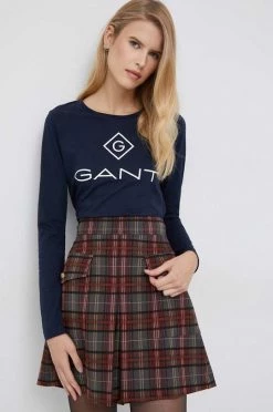 Γυναικεία Μακρυμάνικο Βαμβακερή μπλούζα με μακριά μανίκια Gant ναυτικό μπλε