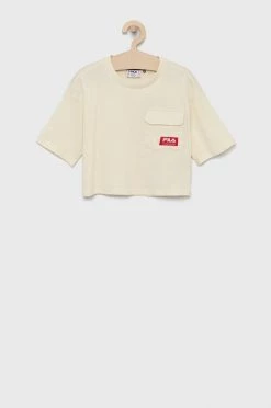 Παιδικό βαμβακερό μπλουζάκι Fila μπεζ