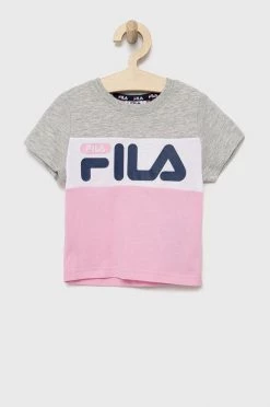 Παιδικό βαμβακερό μπλουζάκι Fila ροζ