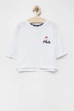Παιδικό βαμβακερό μπλουζάκι Fila άσπρο