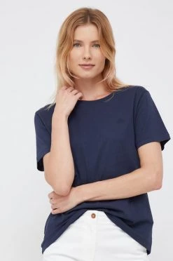 Γυναικεία Κοντομάνικο Βαμβακερό μπλουζάκι Gant ναυτικό μπλε