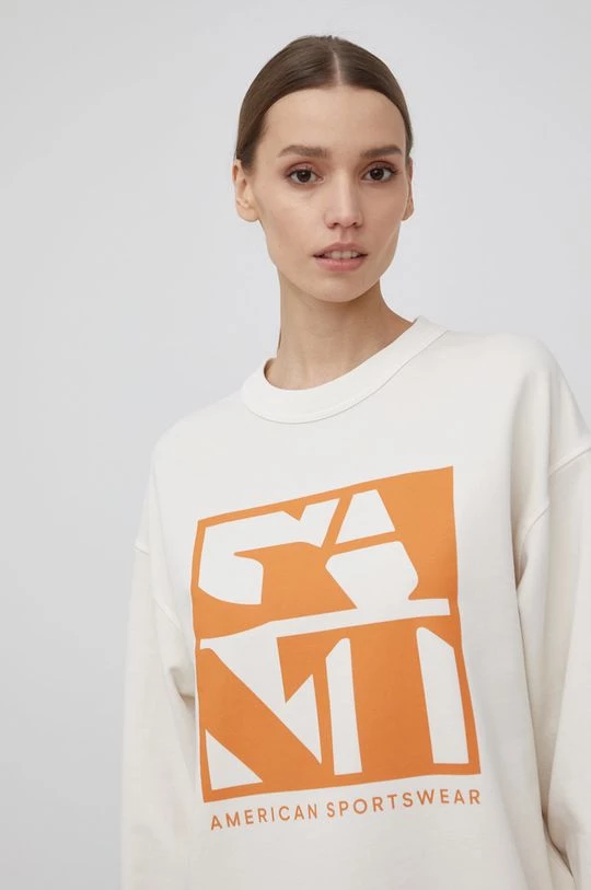 Γυναικεία Χωρίς φερμουάρ Βαμβακερή μπλούζα Gant χρώμα: μπεζ, 7 Γυναικεία Χωρίς φερμουάρ Βαμβακερή μπλούζα Gant χρώμα: μπεζ, - Image 5