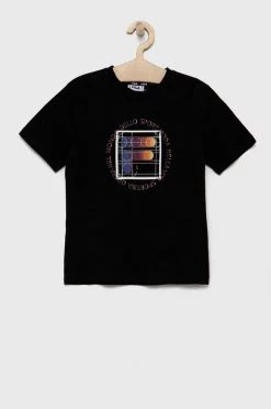 Παιδικό βαμβακερό μπλουζάκι Fila μαύρο