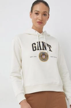 Γυναικεία Χωρίς φερμουάρ Μπλούζα Gant μπεζ, με κουκούλα