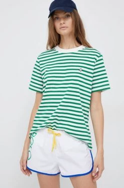 Γυναικεία Κοντομάνικο Βαμβακερό μπλουζάκι Gant πράσινο